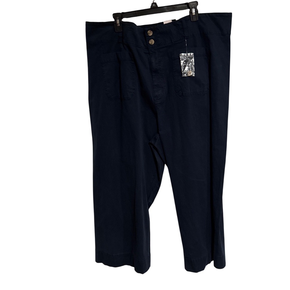 New Woman's Plus Lauren Conrad Navy Blue 24W Super High-Rise Wide-Leg Crop Pants